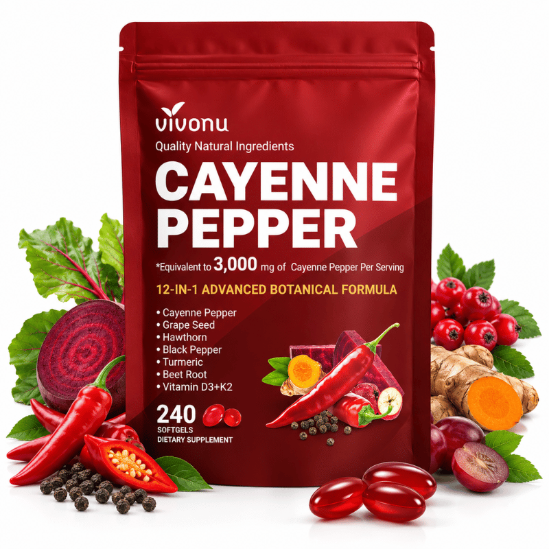 Capsules Molles de Poivre de Cayenne, Soutient le Système Immunitaire et l'Activité Antioxydante - 240 Capsules