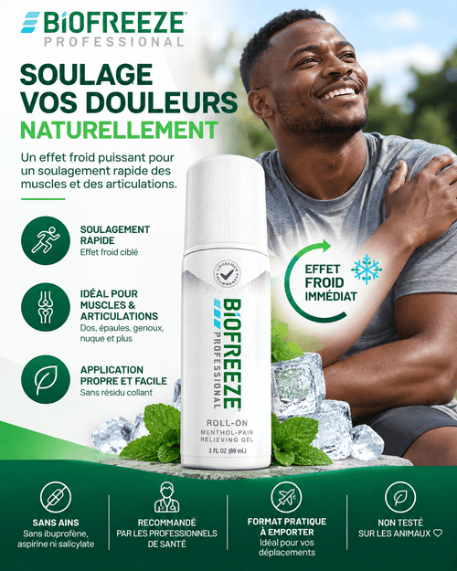 Biofreeze™ Roll-on Anti Douleur au Menthol, Soulagement Rafraîchissant des Douleurs Articulaires